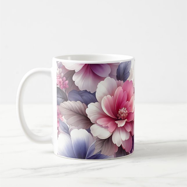 Mug Joli rose et violet floral Chic Shabby Chic (Gauche)