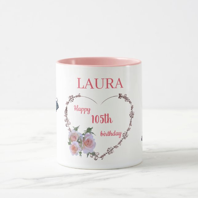 Mug Joli rose floral 105e anniversaire (Centre)