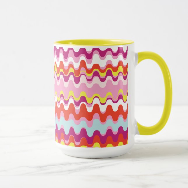 Mug Joli rose rouge rose abstrait motif vague (Droite)