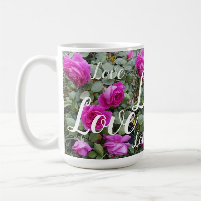 Mug Joli rose Vintage Rose Fleur Anniversaire Amour (Gauche)