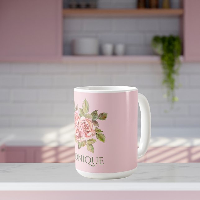 Mug Joli rose Vintage Roses Personnalisées (Créateur téléchargé)