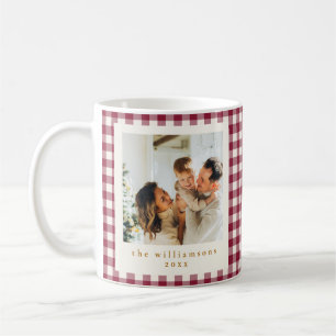 Mug Joli rouge canneberge gingham personnalisé Noël Ph