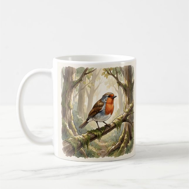 Mug Joli rouge-gorge dans une vieille forêt (Gauche)