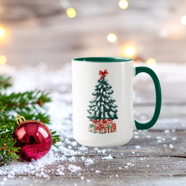 Mug Joli sapin de Noël enneigé vert (Créateur téléchargé)