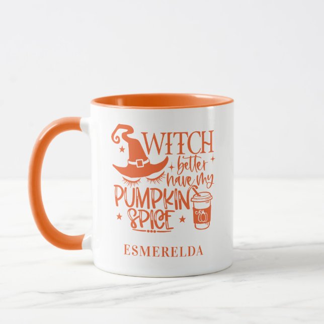 Mug Joli sorcier Halloween Citrouille Personnalisé (Gauche)
