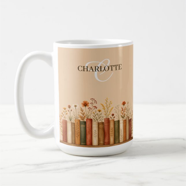 Mug Joli souvenir floral d'automne livresque (Gauche)