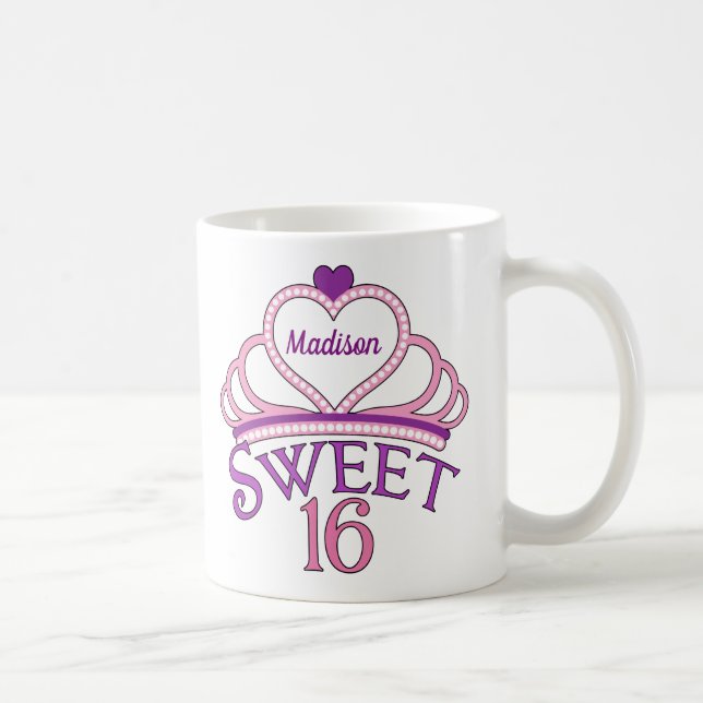 Mug Joli Sweet sixteen Anniversaire Fille Rose 16 Mono (Droite)