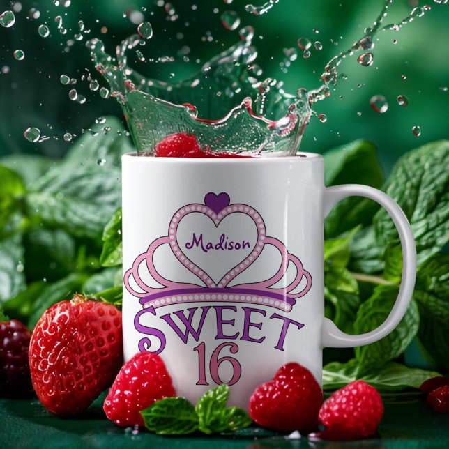Mug Joli Sweet sixteen Anniversaire Fille Rose Personn (Créateur téléchargé)