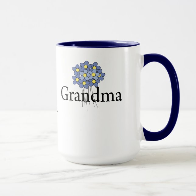 Mug Joli T-shirt de grand-mère aux fleurs bleues (Droite)