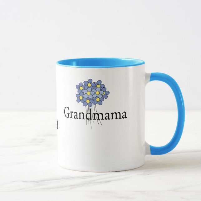 Mug Joli T-shirt de la grand-mère aux fleurs bleues (Droite)
