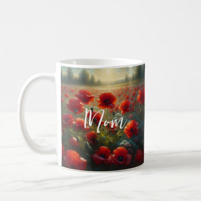 Mug Joli terrain de pavot rouge le jour d'été (Gauche)