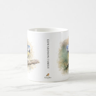 Mug Joli tit bleu monogrammé aquarelle