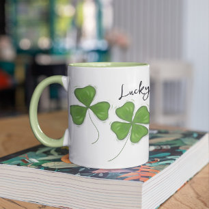 Mug Joli trèfle à quatre feuilles vert personnalisé