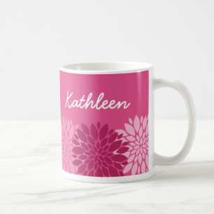 Mug Joli trio rose floral avec nom