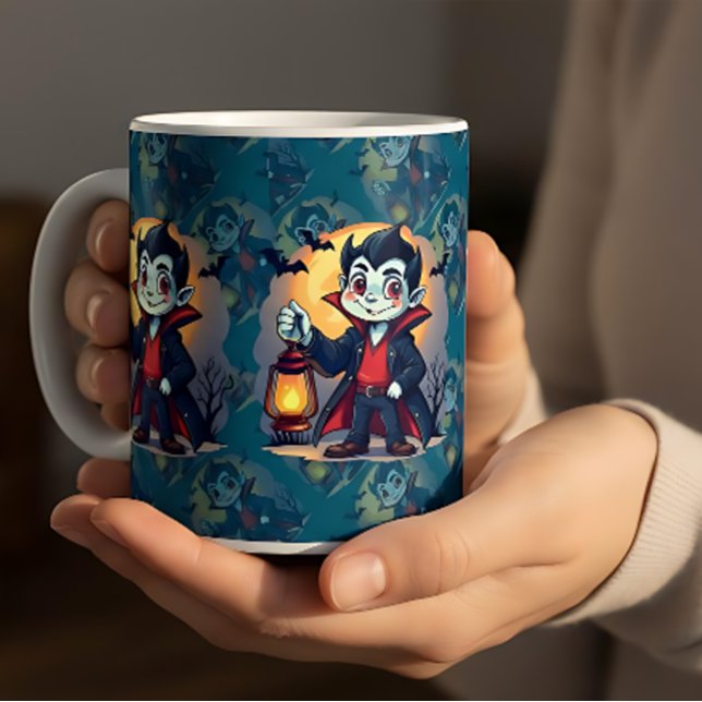 Mug Joli Vampire avec Lanterne Kawaii Halloween (Cute Vampire with Lantern Kawaii Halloween Coffee Mug)