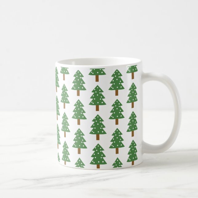 Mug Joli Vert Brown arbres de Noël Motif de vacances (Droite)