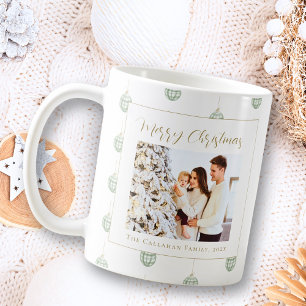 Mug Joli Vert En vichy Plaid Photo personnalisée Noël