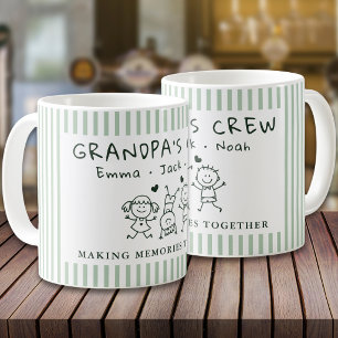 Mug Joli vert sauge rayé Grand-papa Crew Noms personna