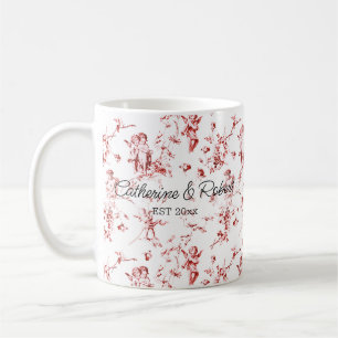 Mug Joli Vintage Cupid Angels Floral Rouge Toile Nom