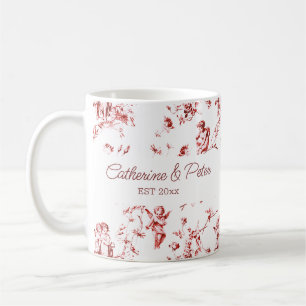 Mug Joli Vintage Cupid Angels Floral Rouge Toile Nom