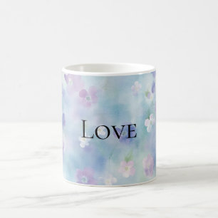 Mug Joli violet Fleurs blanches Aimer
