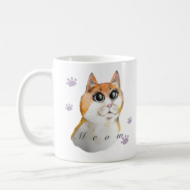 Mug Joli Visage De Chat. Chat rouge. (Gauche)