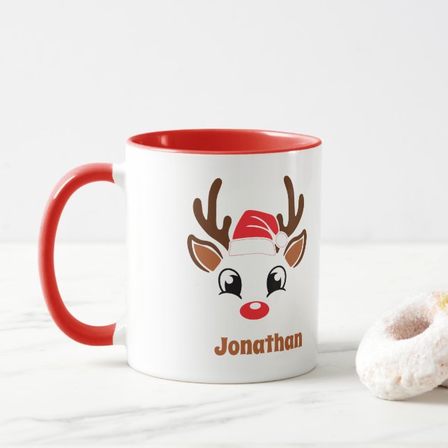Mug Joli visage de rennes de Noël (Avec donut)