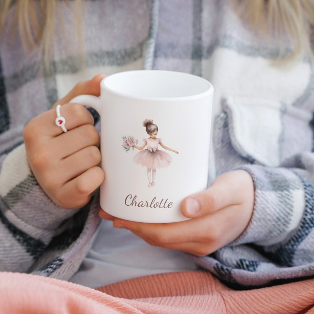 Mug Joli Whimsical Ballerina Floral Nom de l'enfant (Créateur téléchargé)