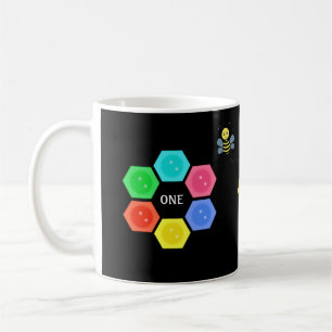 Mug Jolie abeille et nid d'abeille multicolore sur fon