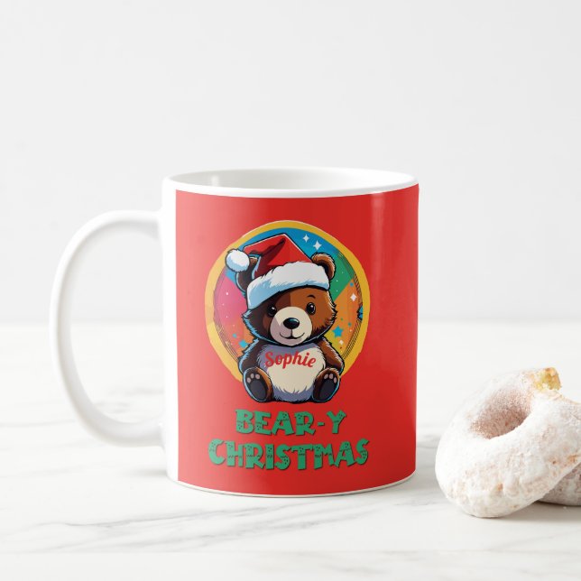 Mug Jolie adorable Kawaii Chibi Ours de Noël (Avec donut)