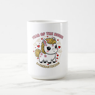 Mug Jolie année lunaire du Cheval 2026 Cœur floral Cof