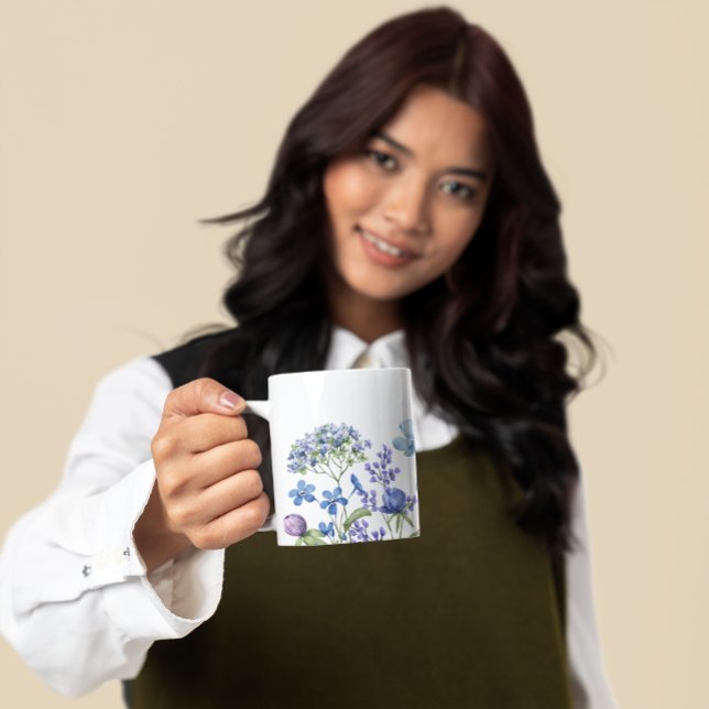 Mug Jolie aquarelle bleu floral (Créateur téléchargé)