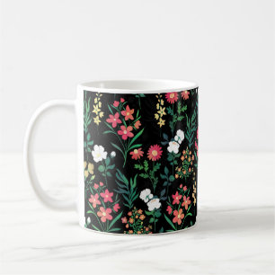 Mug Jolie aquarelle Floral Noir Botanique