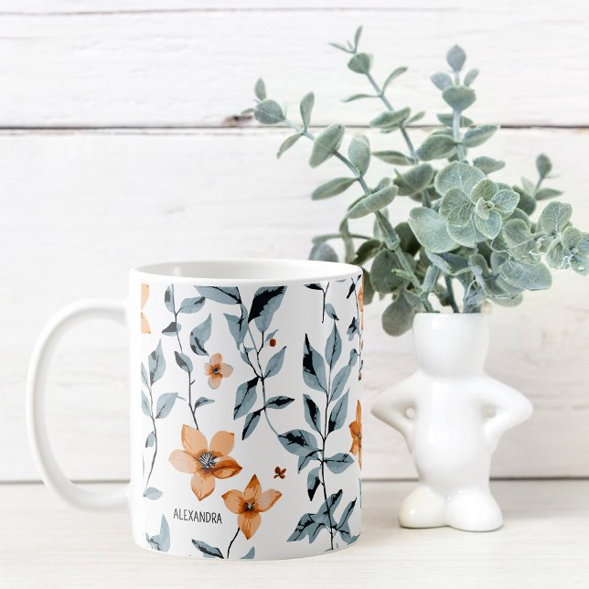 Mug Jolie aquarelle Floral Nom personnalisé (Créateur téléchargé)