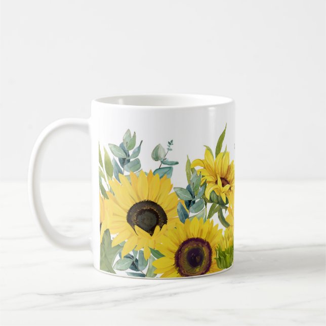 Mug Jolie aquarelle tournesol floral (Gauche)