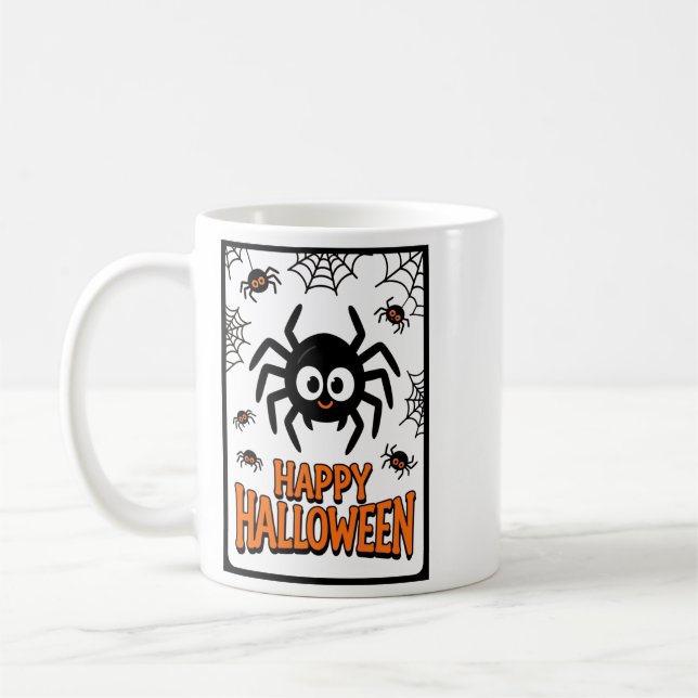 Mug Jolie araignée de dessin animé Joyeux Halloween (Gauche)
