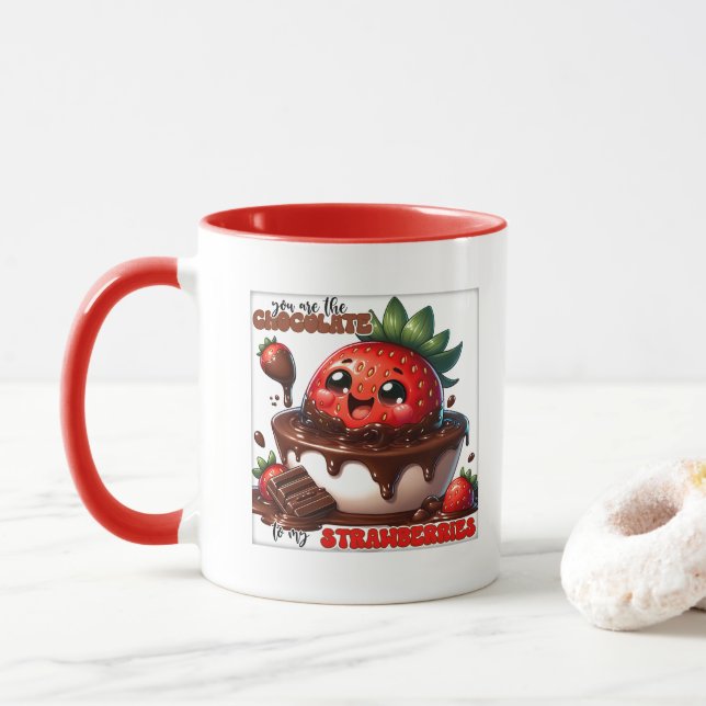 Mug Jolie art de mots de fraise au chocolat  (Avec donut)