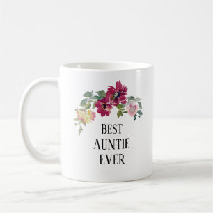 Mug Jolie Auntie florale bordeaux jamais