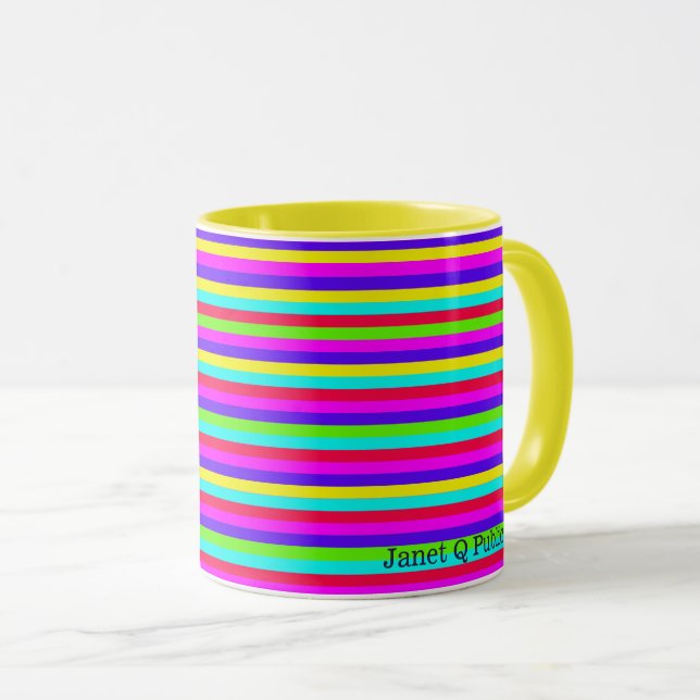 Mug Jolie bande arc-en-ciel avec nom (Devant droit)