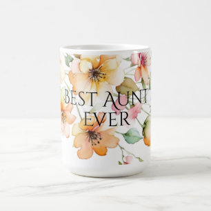 Mug Jolie Boho Orange Watercolor Fleur sauvage Tante
