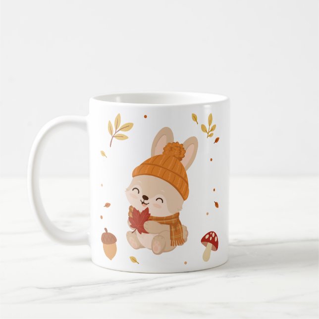 Mug Jolie bunny souriante à l'aquarelle. Café (Gauche)