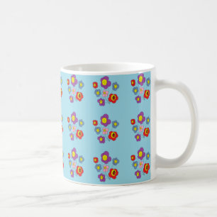 Mug Jolie coccinelle et fleurs motif bleu clair