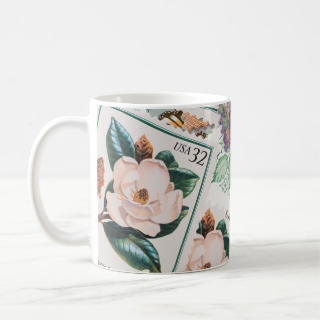 Mug Jolie collection de timbres de fleurs (Gauche)