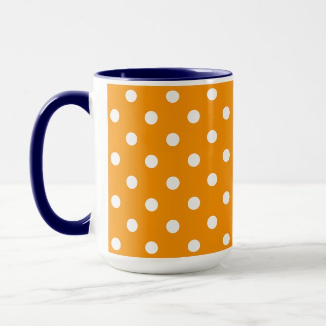 Mug Jolie couleur orange avec des pois blancs (Gauche)