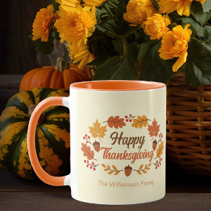 Mug Jolie Couronne de feuilles de Thanksgiving personn