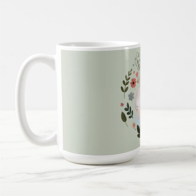 Mug Jolie Couronne Florale de Lapin de Printemps Paste (Gauche)