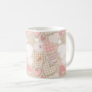 Mug Jolie courtepointe Motif Pink Hearts Bows