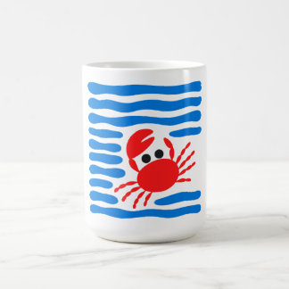 Mug Jolie Crabe Rouge & Vagues Bleues Côtières