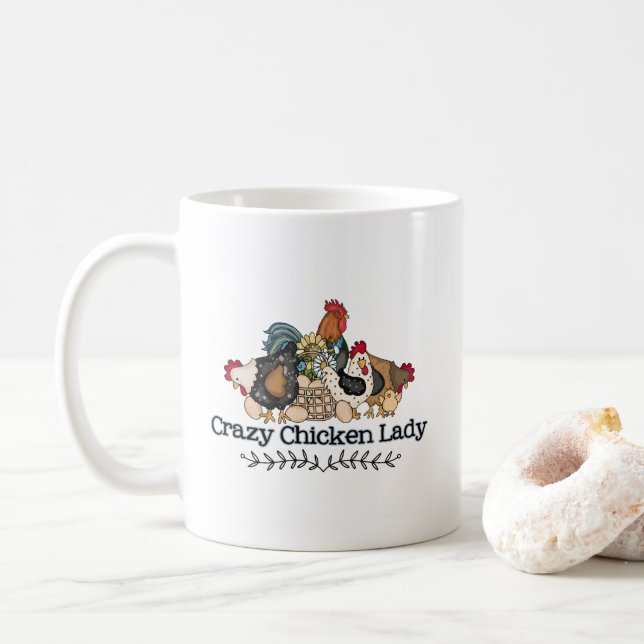 Mug Jolie dame folle de poulet (Avec donut)