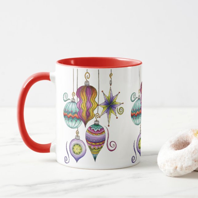 Mug Jolie décoration de Noël, élégante et fantaisie (Avec donut)